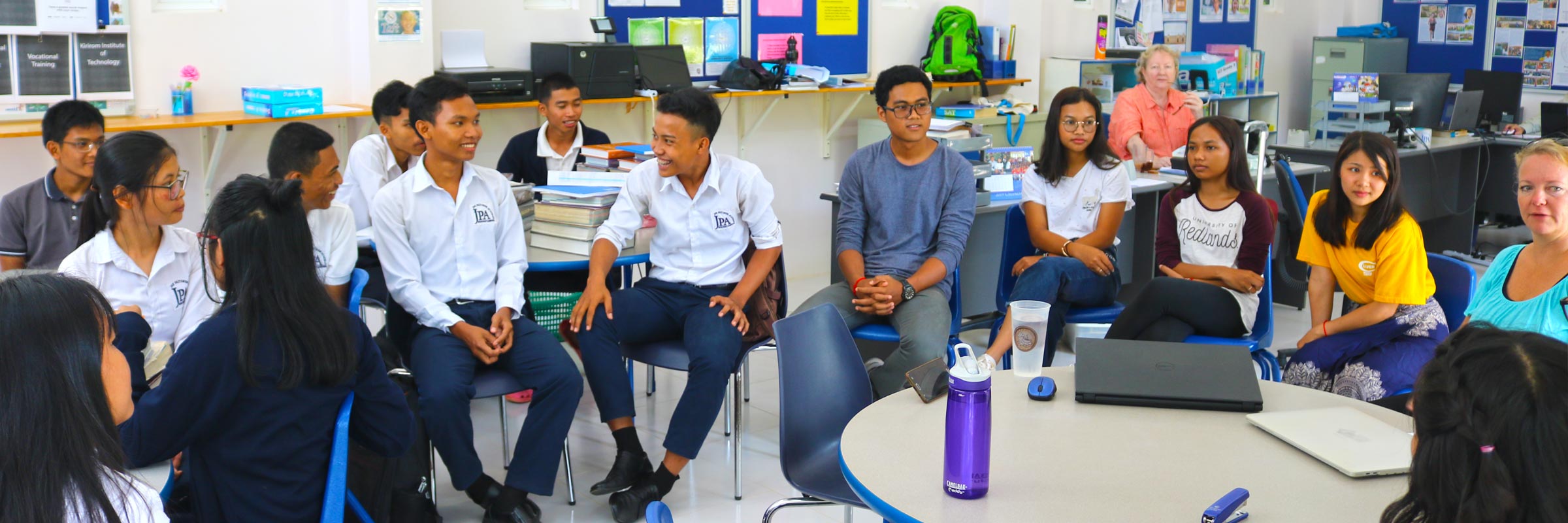 Jay Pritzker Academy, Siem Reap, Cambodia. JPA Alumni return to the JPA College Office to share their experiences with current JPA high school students and JPA teachers. Jay-Pritzker-Academy-Siem-Reap-Cambodia.