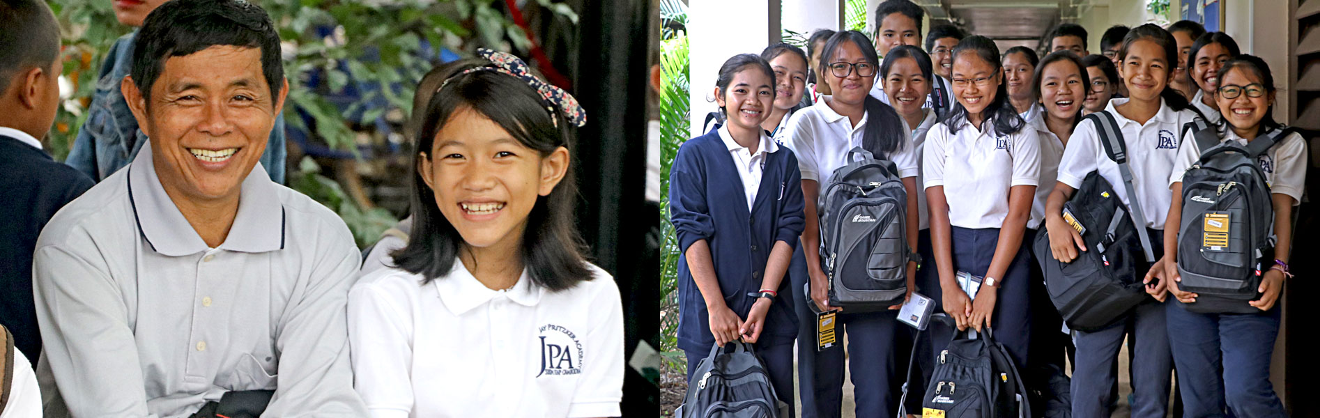 JPA students and parents on the first day of school - Back to school. Jay Pritzker Academy, Siem Reap, Cambodia. Jay-Pritzker-Academy-Siem-Reap-Cambodia.