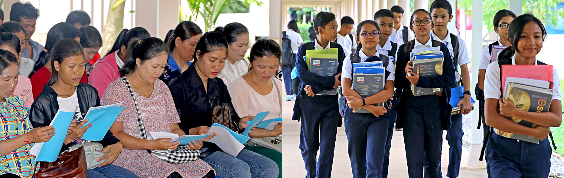 JPA parents and students on the first day of school - Back to school. Jay Pritzker Academy, Siem Reap, Cambodia. Jay-Pritzker-Academy-Siem-Reap-Cambodia.