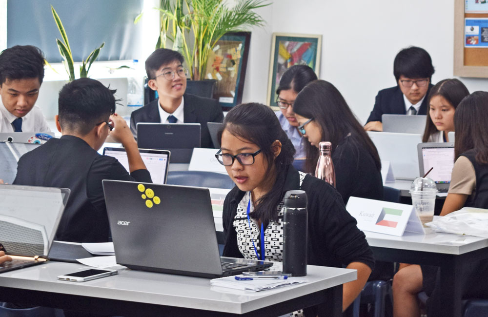 JPA Student Chantrea from the Model United Nations (MUN) class who participated in the MUN conference at the International School of Phnom Penh. Jay Pritzker Academy, Siem Reap, Cambodia. Jay-Pritzker-Academy-Siem-Reap-Cambodia.