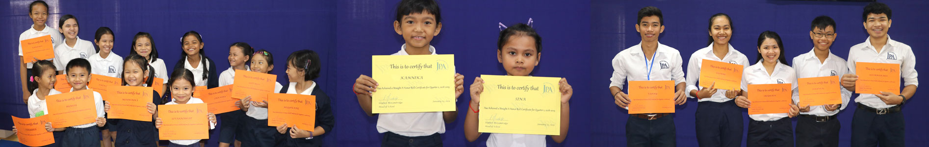 JPA students honor roll awards at JPA lower school and JPA high school honor roll assemblies. Jay Pritzker Academy, Siem Reap, Cambodia. Jay-Pritzker-Academy-Siem-Reap-Cambodia.