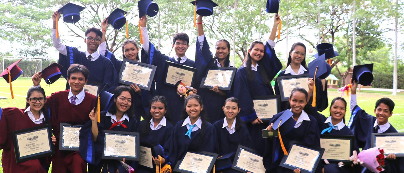 JPA 2019 graduating class celebrate. Jay Pritzker Academy, Siem Reap, Cambodia. Jay-Pritzker-Academy-Siem-Reap-Cambodia.